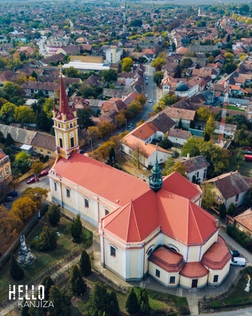 A kanizsai Szent Pál apostol templom madártávlatból